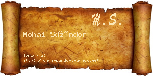 Mohai Sándor névjegykártya